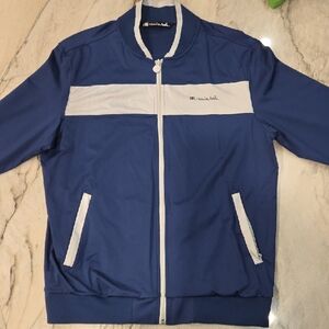Travis Mathew Navy and White Bomber Jacket